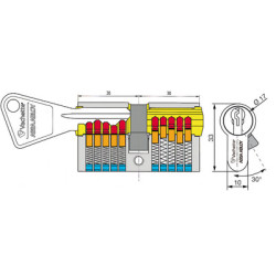 Cylindre européen double entrée V5 CGF PM2 sur numéro U47254 nickelé - VACHETTE ASSA ABLOY