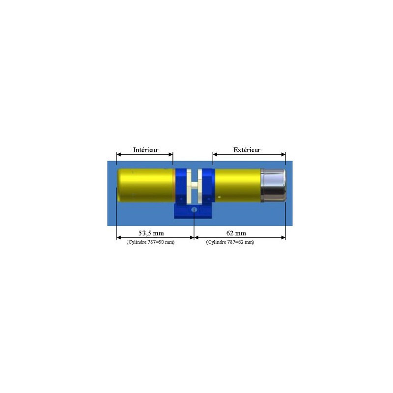 Cylindre rond double entrée F3D monobloc pour remplacement A2P*** chromé - FICHET
