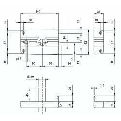 Serrure applique monopoint horizontale à fouillot CITY sur numéro KCF001921 - ISEO