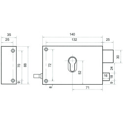 Serrure applique monopoint horizontale à tirage profil européen 9760 poussant - METALUX