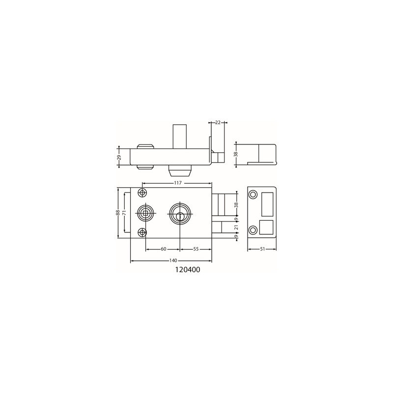 Serrure applique monopoint horizontale à fouillot KESO 8000 OMEGA - JPM