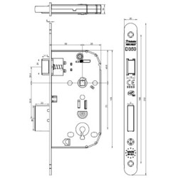 Serrure à encastrer monopoint axe 50 pêne dormant demi-tour D355 clé i - VACHETTE ASSA ABLOY