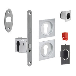 Kit serrure à encastrer monopoint coulissant pêne glissant rosace carrée G500 clé i - BONAITI