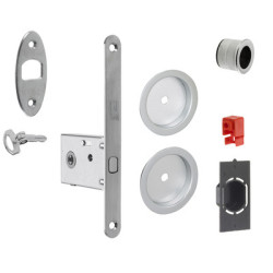 Kit serrure à encastrer monopoint coulissant pêne glissant rosace ronde G500 clé L - BONAITI