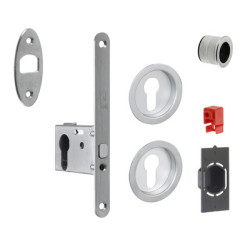 Kit serrure à encastrer monopoint coulissant pêne glissant rosace ronde G500 clé i - BONAITI