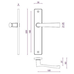 Ensemble sur plaque palière EA195 FLEX clé i chromé satiné - BEZAULT ASSA ABLOY