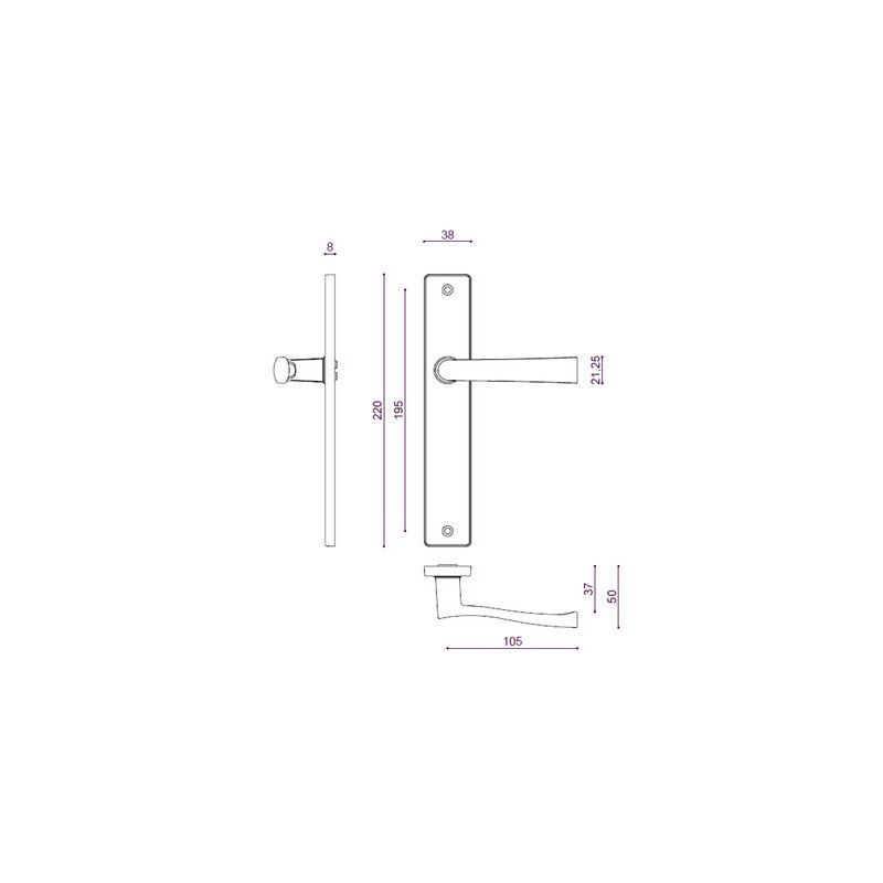 Ensemble sur plaque palière EA195 FLEX clé i chromé satiné - BEZAULT ASSA ABLOY