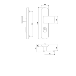 Ensemble blindé sur plaque palière EA195 MUZE ONYX noir mat - BEZAULT ASSA ABLOY