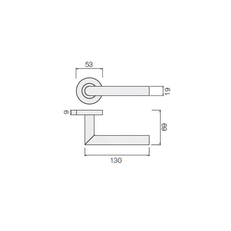 Ensemble de béquille inox sur rosace COVERS forme 90° – COGEFERM
