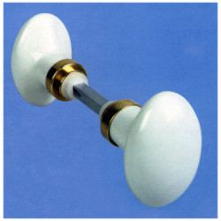 Bouton ovale double sphère porcelaine laiton/blanc - MERIGOUS 