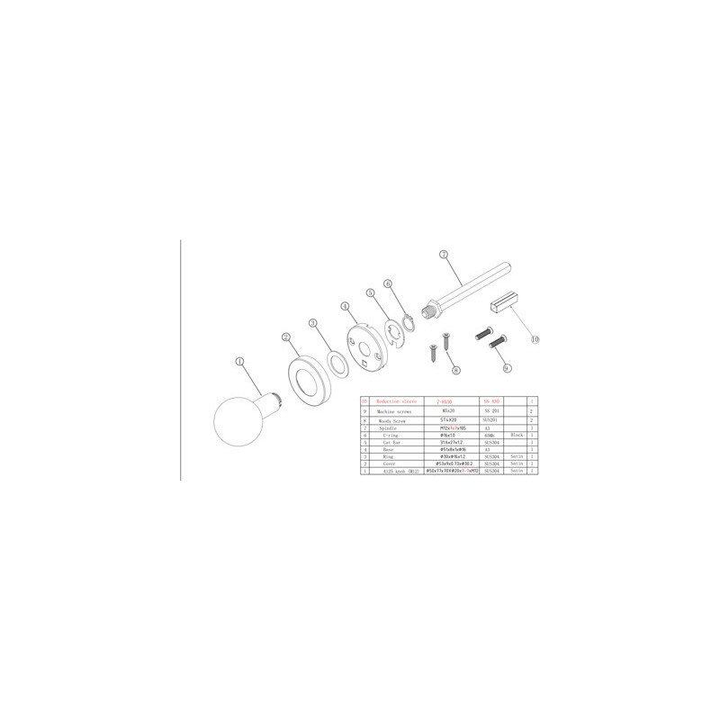 Bouton boule sur rosace ronde fixe inox - COGEFERM