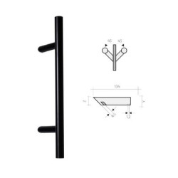 Poignée de tirage droite 4800 axe 300 mm support biais 45° noir mat - FONDERIA MARCHESI
