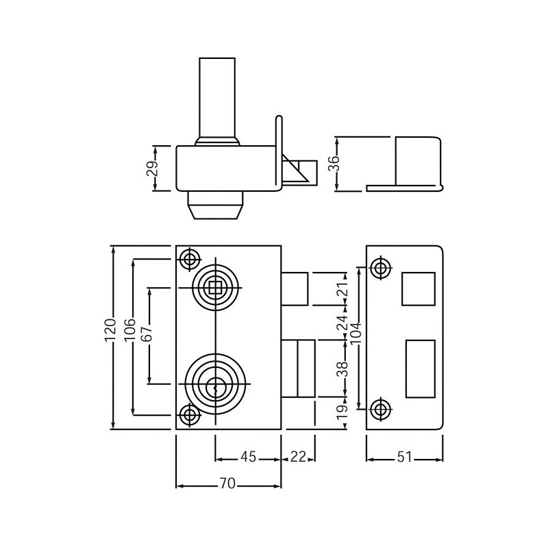 Serrure applique monopoint verticale à fouillot VEGA sur numéro BY2670 - JPM