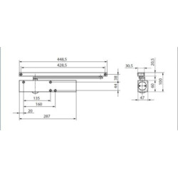 Ferme-porte TS 5000 SOFTCLOSE sans bras force 2 à 6 argent - GEZE