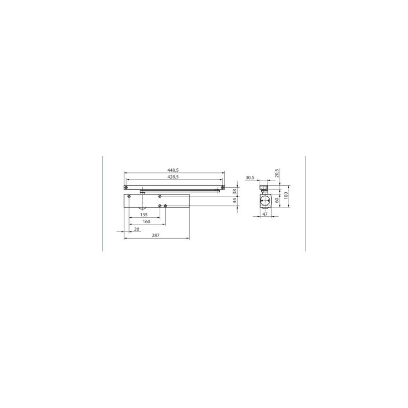 Ferme-porte TS 5000 SOFTCLOSE sans bras force 2 à 6 argent - GEZE
