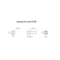 Prolongateur de carré pour poignée SEDUCTION 20° et SYMBIOSE DS6100 - CROISEE DS