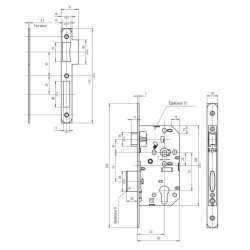 Serrure encastrer monopoint axe 50 pêne dormant demi-tour D455 bouts ronds NFQC- VACHETTE ASSA ABLOY