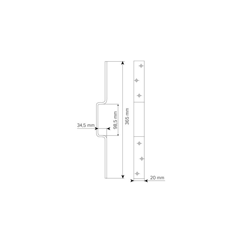 Bride de recouvrement 453 pour gâche huisserie métallique de verrou CAVITH et multipoints - ISEO