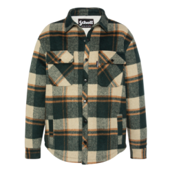 Veste à carreaux doublure sherpa GREEN CHECKS - SCHOTT