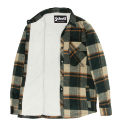 Veste à carreaux doublure sherpa GREEN CHECKS - SCHOTT