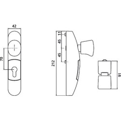 Module extérieur anti-panique à bouton rotatif profil européen FLUID EN5300 - JPM