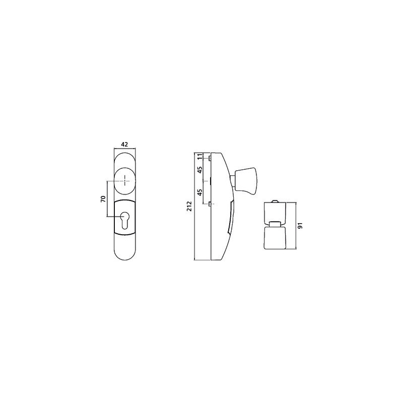Module extérieur anti-panique à bouton rotatif profil européen FLUID EN5300 - JPM