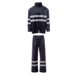 Kit veste + pantalon de pluie bandes reflex MARINE - PAYPER