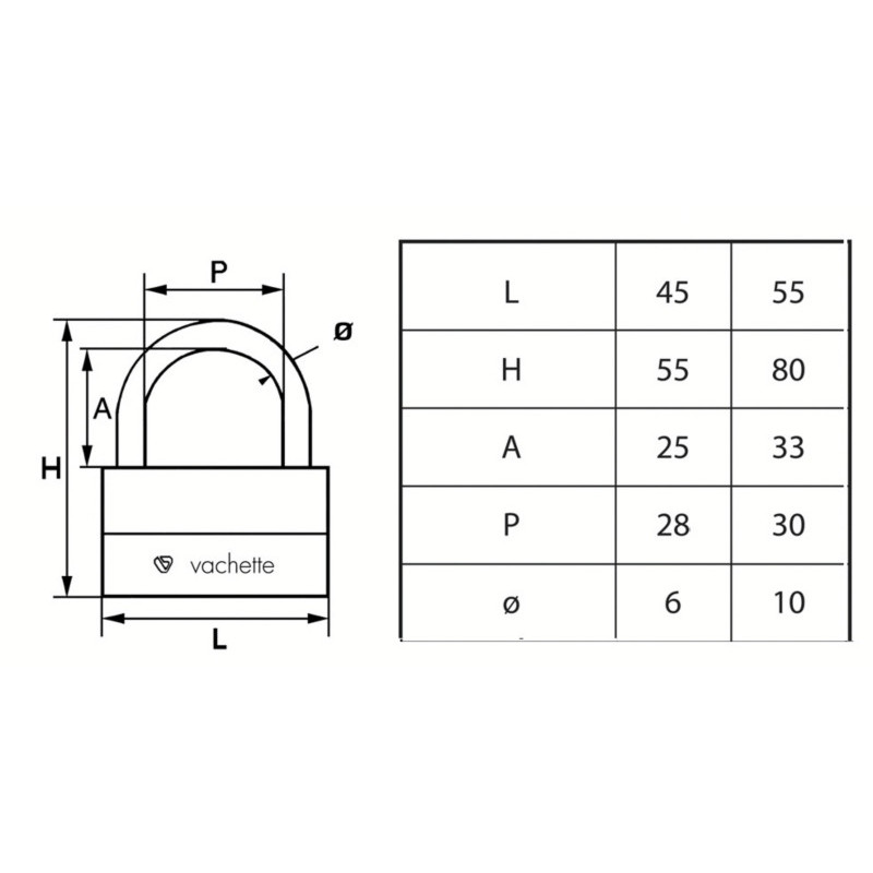 Cadenas à clé ULYSSE laiton - VACHETTE ASSA ABLOY