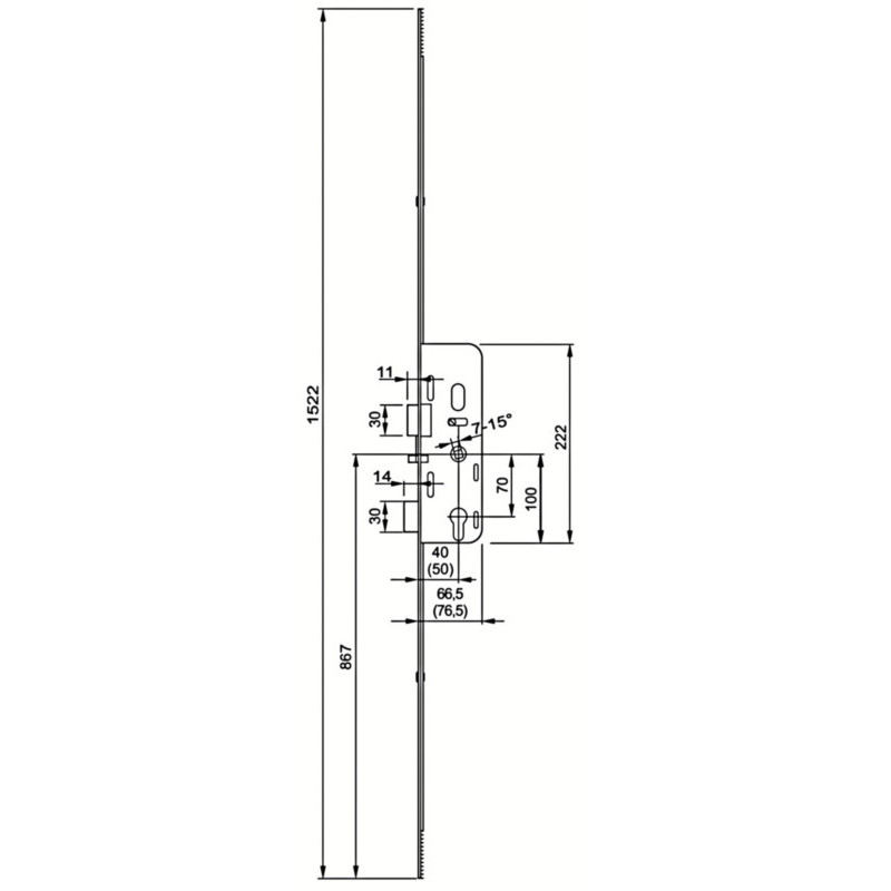Serrure à encastrer multipoint ajustable clé i GU TRIMATIC - FERCO