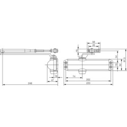 Ferme-porte DC120 bras compas force 2 à 4 argent - VACHETTE