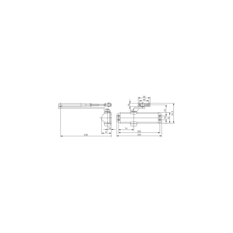 Ferme-porte DC120 bras compas force 2 à 4 argent - VACHETTE