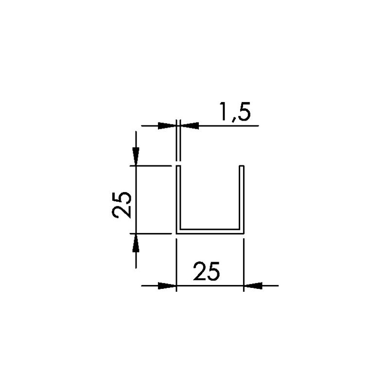 Profil U aluminium anodisé argent 3 mètres - BILCOCQ-DUVAL