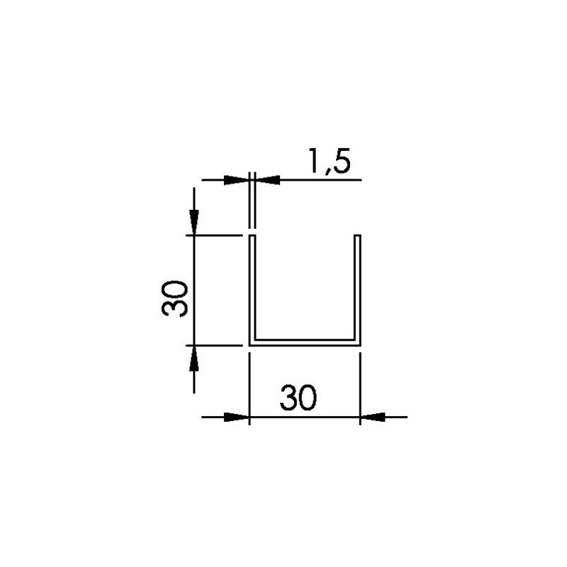 Profil U aluminium anodisé argent 3 mètres - BILCOCQ-DUVAL