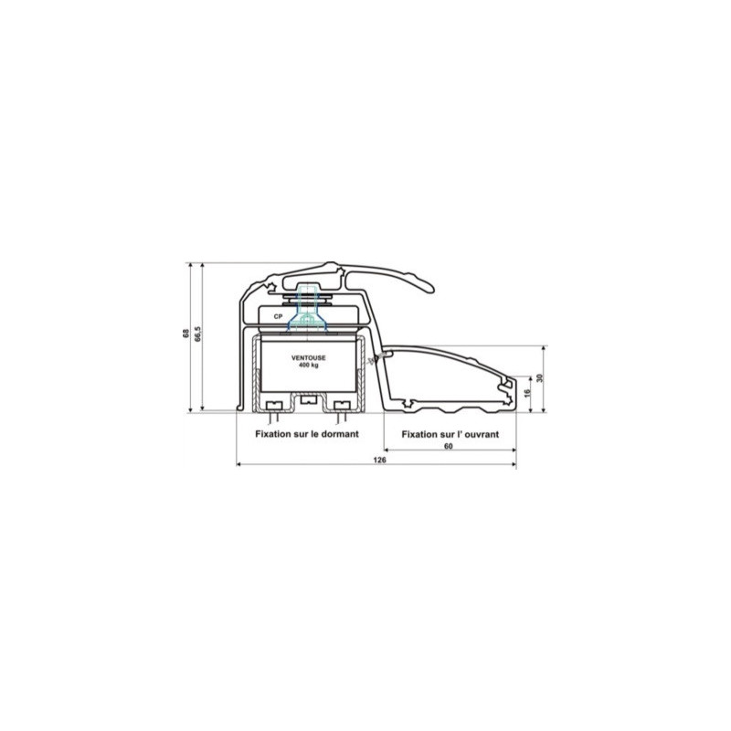 Bandeau ventouses 2x400 Kg longueur 2500 mm BO800 - CDVI