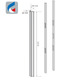 Bandeau ventouses 2x400 Kg longueur 2500 mm BO800 - CDVI