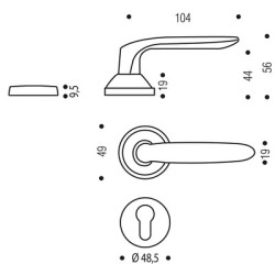 Ensemble sur rosace JAZZ chromé velours - BEZAULT ASSA ABLOY