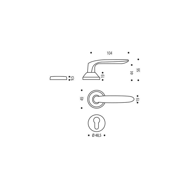 Ensemble sur rosace JAZZ chromé velours - BEZAULT ASSA ABLOY