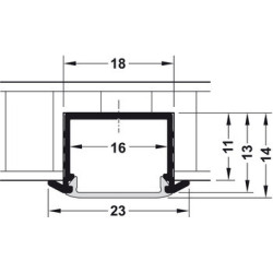 Profil de montage encastré hauteur 14 mm - HAFELE