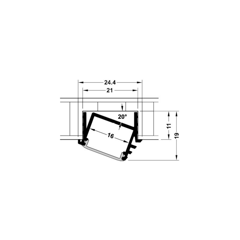 Profil de montage encastré en angle hauteur 19 mm - HAFELE