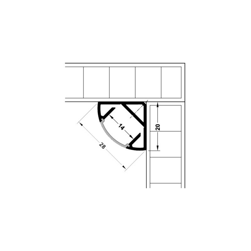 Profil de montage en applique en angle H20 mm - HAFELE