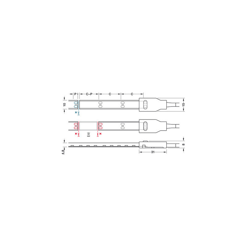 Bande 60 LED 8 mm Loox5 12V 4,8W 2062 - HAFELE