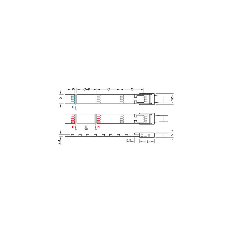 Bande 120 LED 10 mm Loox5 12V 9,6W RGB/5 RVB 2080 - HAFELE