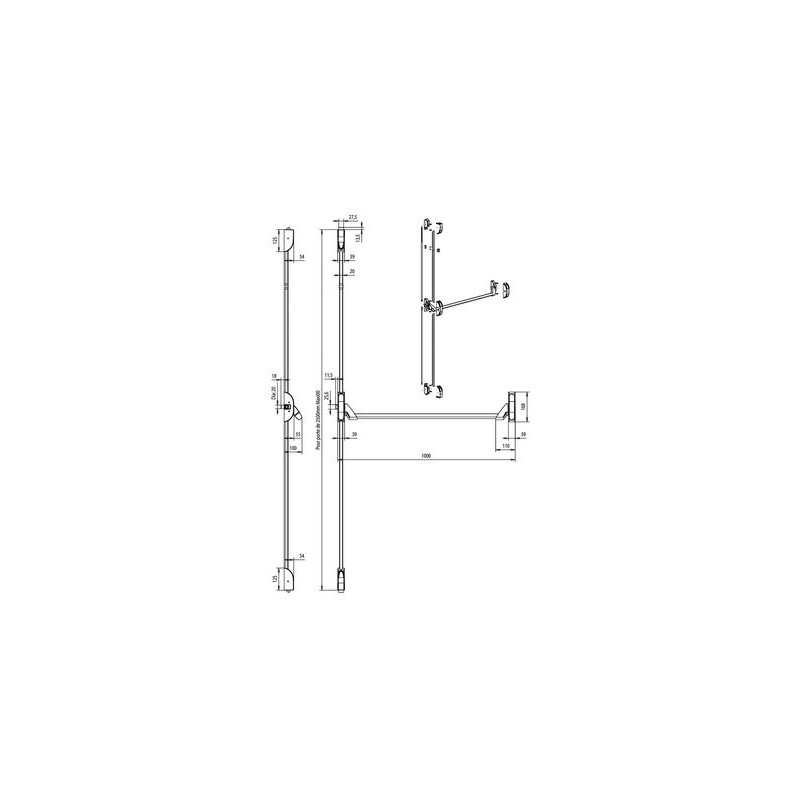 Serrure anti-panique barre 3 points 6830 PREMIUM - VACHETTE