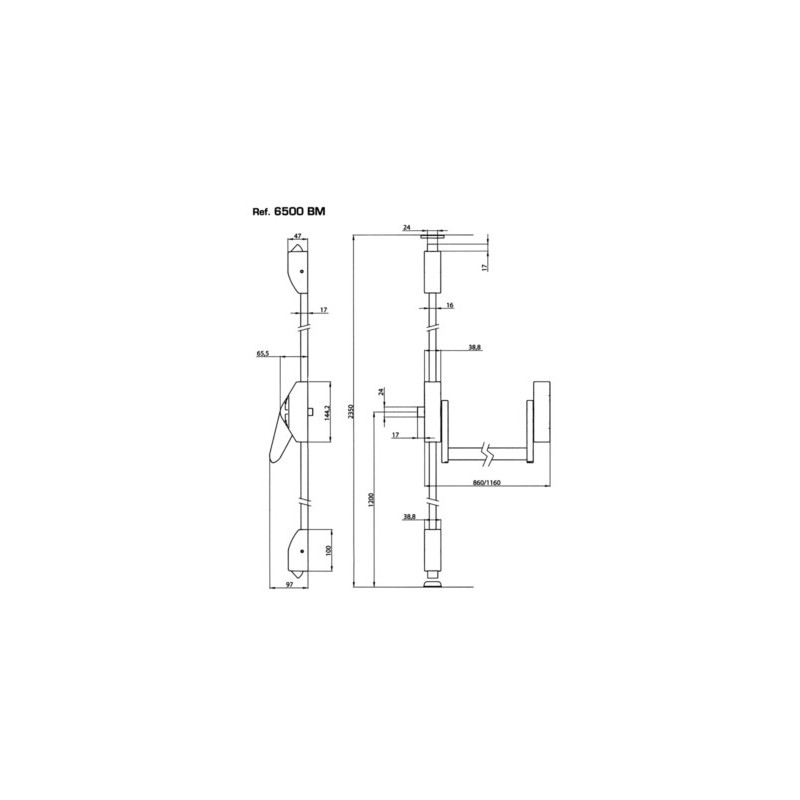 Serrure anti-panique barre 2 ou 3 points modulables push 6530 ALPHA - VACHETTE
