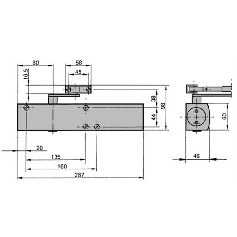 Ferme-porte TS 4000V sans bras force 1 à 6 - GEZE