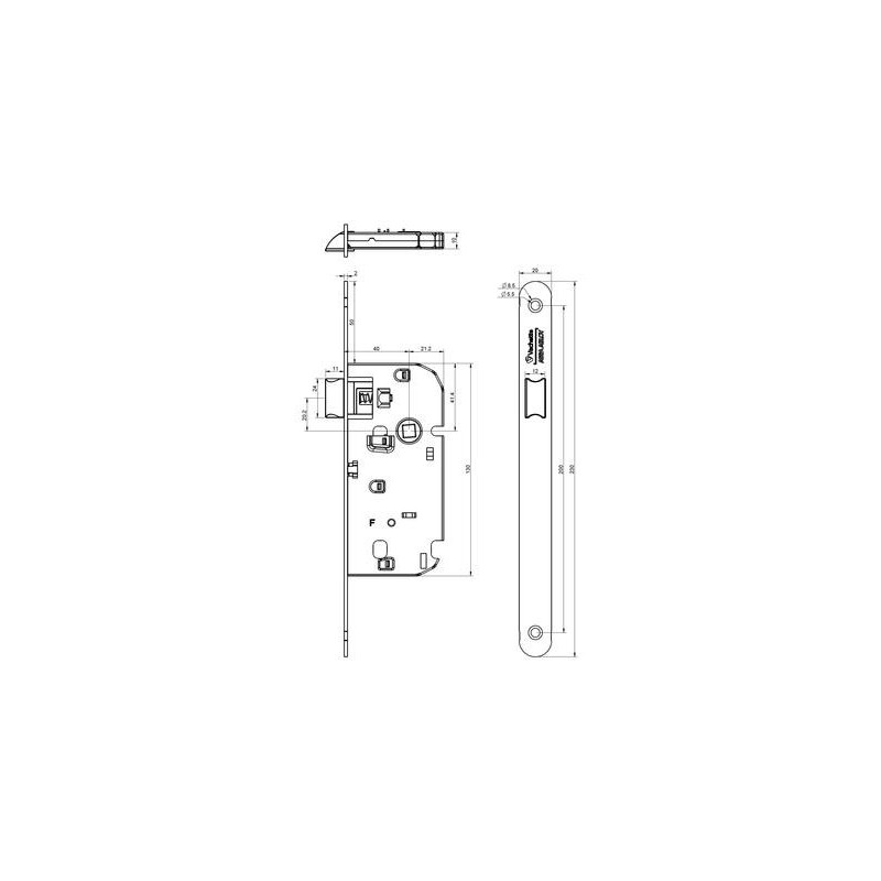 Serrure à encastrer monopoint bec de cane D20 - VACHETTE ASSA ABLOY