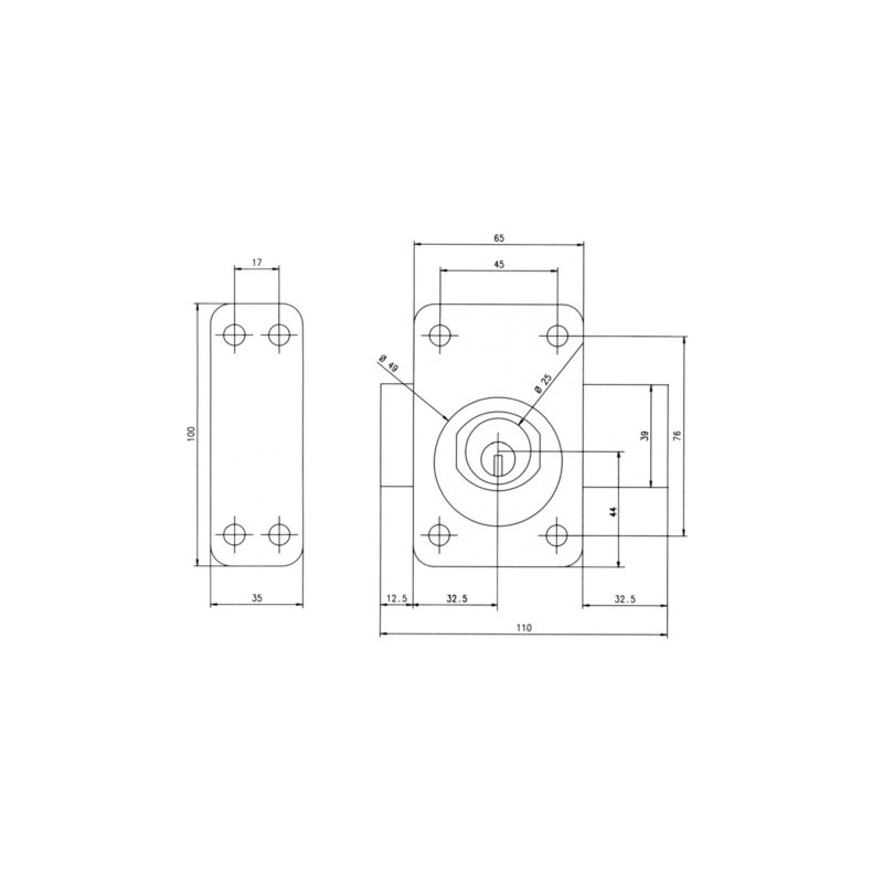 Verrou monopoint 2 entrée V136 RADIALIS - VACHETTE