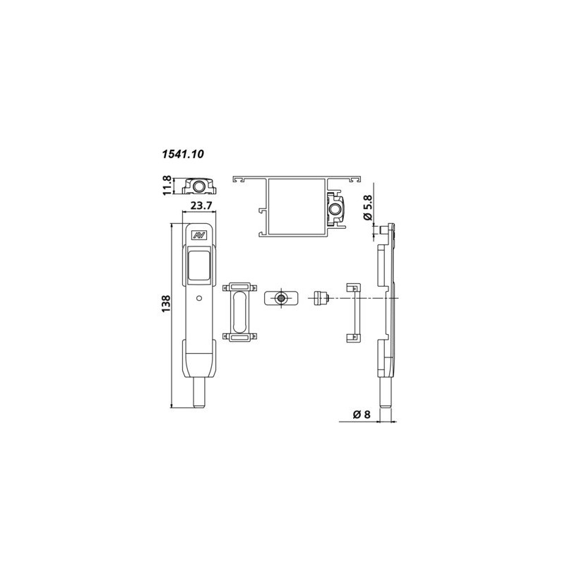Verrou onglet court à clamer X porte 1541 - SAVIO