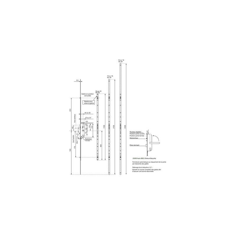 Serrure à encastrer 4 points automatique axe 50 20000 RB90 - VACHETTE ASSA ABLOY