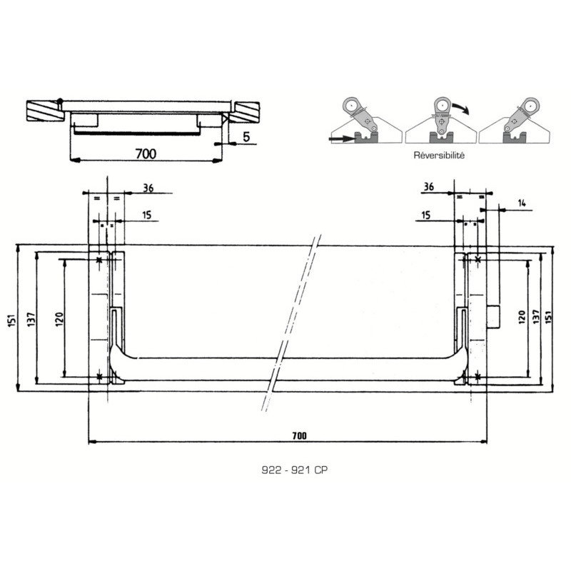Serrure anti-panique barre 1 point avec plaque ECOBAR - VACHETTE
